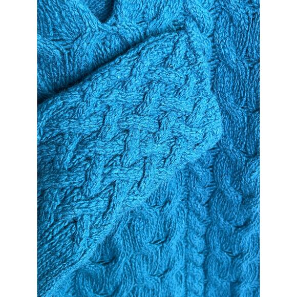 Aran Sweater Market Wool Cashmere Cable V-Neck Pullover Teal Harbour Women's XL - Picture 7 of 8